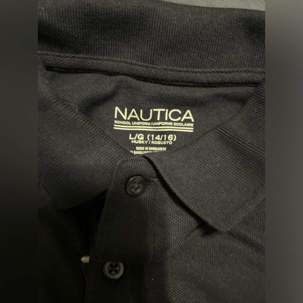 Nautica Boys' School Uniform Long Sleeve Polo Shirt, Navy Blue